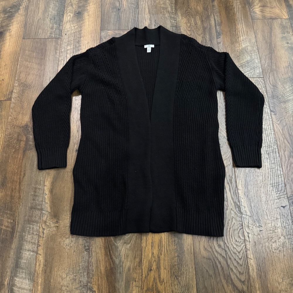 Dip Womens Black Open Front Shaker Stitch Cardigan Sweater XS New Casual Cozy
